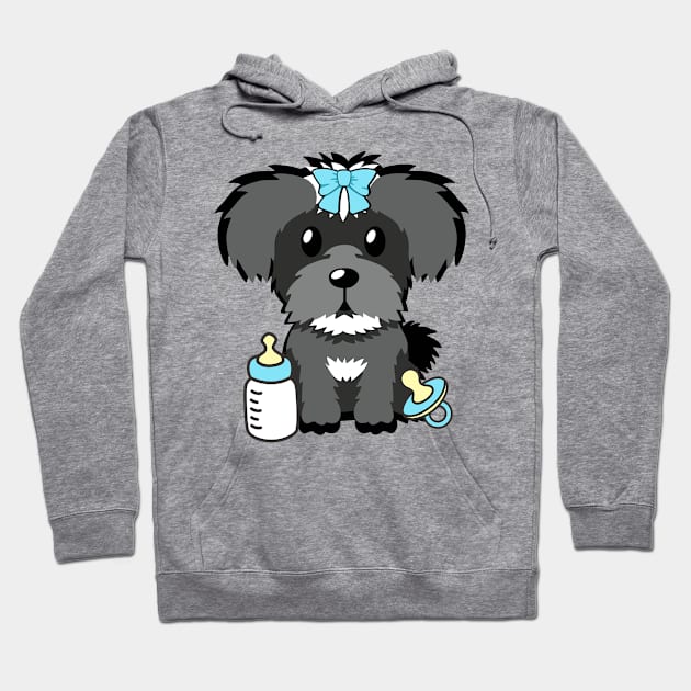Cute baby schnauzer getting its milk and pacifier Hoodie by Pet Station